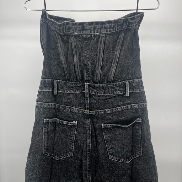 Women’s Jumpsuit - Dressed in LALA Black Denim 5 Pocket Strapless Corset Style - Picture 3 of 8